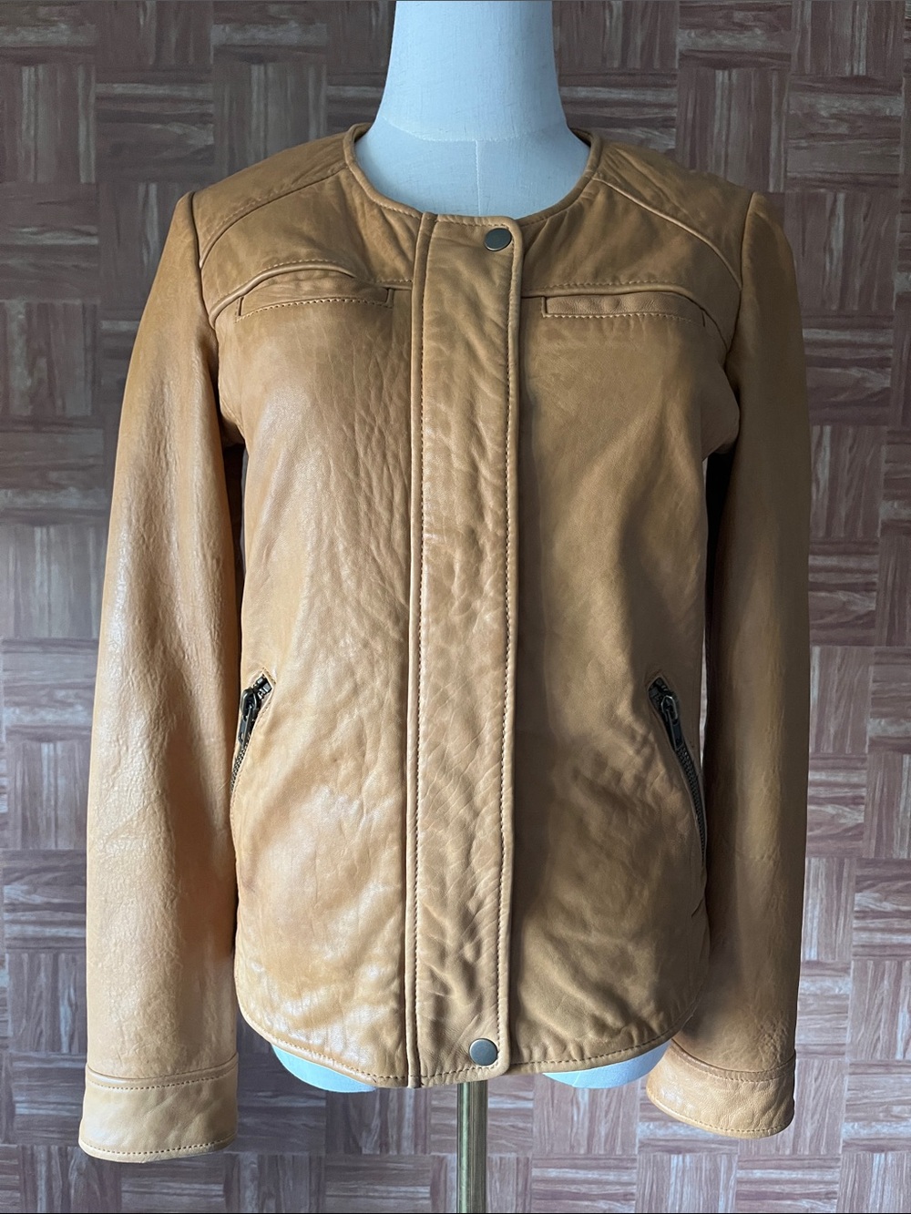 Lucky Brand Women's Tan Leather Moto Jacket - Size S